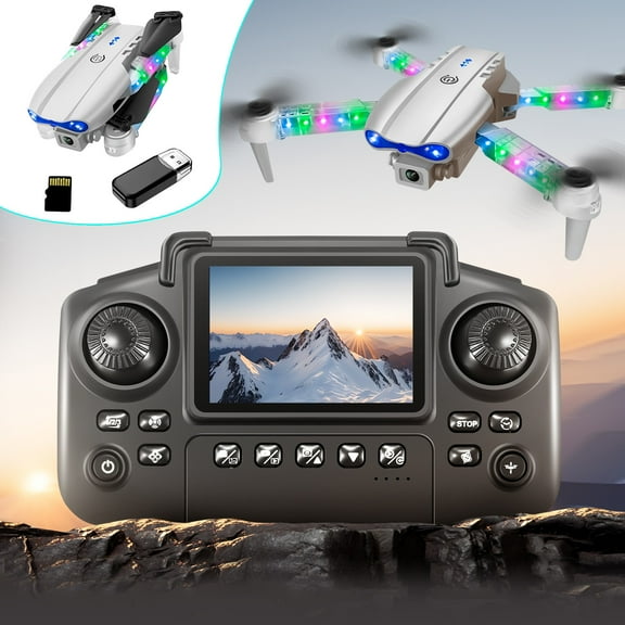Vggrvlo Drones with 1080P Camera for Beginners and Adults Wind Resistance One-Key Take Off/Landing Emergency Stop