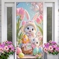 thumbnail image 1 of Vggrvlo Easter Bunny Eggs Door Cover 3D Visual Effects Easter Door Decorations Bunny Egg Rabbit Hanging Banner Decor for Indoor Outdoor Party Decorations 71"x35", 1 of 6