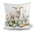 thumbnail image 1 of Vggrvlo Easter Pillow Covers 18x18 Inches Bunny Eggs Soft Plush Faux Fur Jacquard Throw Pillows 3D Embroidered Velvet Rabbit Spring Cushion Case for Easter Bedroom Sofa Holiday Festivals Decorations, 1 of 5