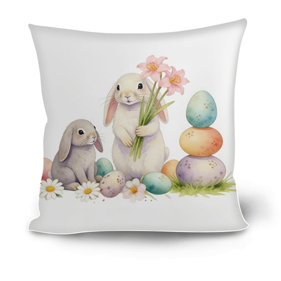Vggrvlo Easter Throw Pillow Covers 18x18 Inches Bunny Eggs Decorative Pillowcase Easter Decorations for Sofa Indoor Outdoor