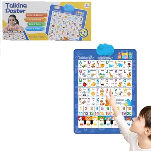 Vggrvlo Electronic Alphabet Wall Chart Talking ABC 123s Music Poster Ki-ds Learning Toys for Tod-dlers 1-3 Interactive Educational Tod-dler Toy Birthday Gifts for Age 1 2 3 4 5 Year Old B-oys Gi-rls