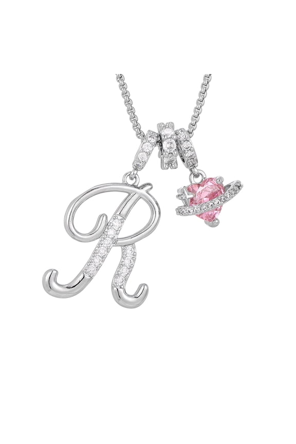 Gold Jewelry Initial Letter Heart Wheel Pendant Necklaces for Women Trendy Dainty Waterproof Non Tarnish Pendant Necklace Birthday Gifts for Her Valentine's Day Gifts R