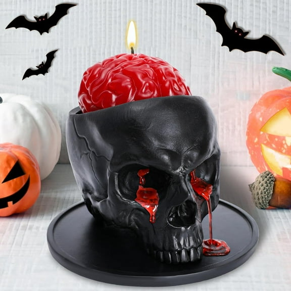 Vggrvlo Halloween Candles Red Skull Bleeding Candle Gothic Decorations Burning Unscented Wax Candles for Halloween Holidays Party Bedroom Table Decorations