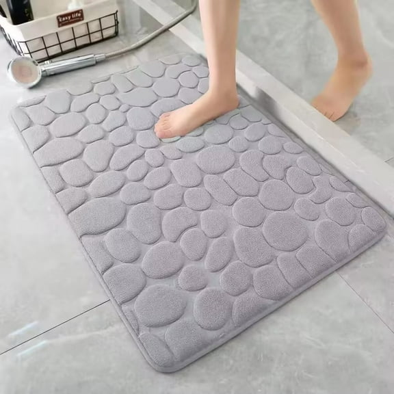 Vggrvlo Memory Foam Bath Mat,24"x 16" Soft Cobblestone Non-Slip Bathroom Rugs for Bathroom Kitchen