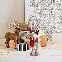 Vggrvlo Reindeer Plush Tree Topper Adorable Plush Christmas Gifts Moose Xmas Decorative Hanging Ornaments for Home Tiered Tray Tabletop