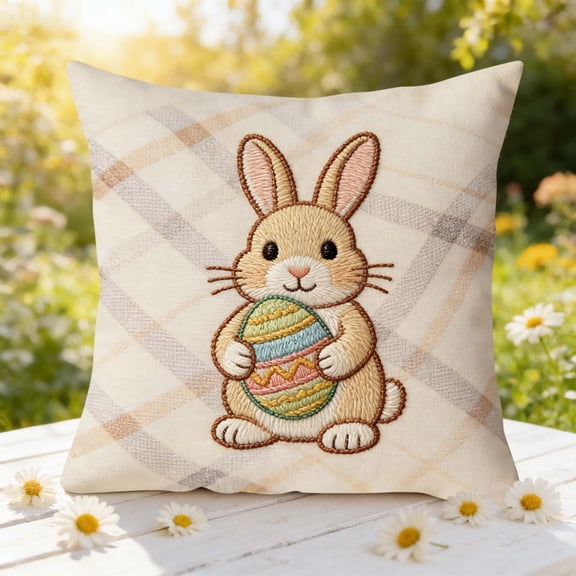 Vggrvlo Satin Pillowcase Easter 18x18 Inch Lightweight Pillow Cover with Envelope Closure Machine Washable Perfect for Hospitals