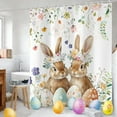 thumbnail image 1 of Vggrvlo Spring Easter Bunny Shower Curtain Cute Rabbit Pink Spring Bunny Floral Shower Curtain Waterproof Fabric Easter Shower Curtain with 12 Hooks, 1 of 6