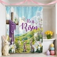 thumbnail image 1 of Vggrvlo Spring Easter Bunny Shower Curtain Rustic Rabbit Bath Curtain Spring Bathroom Decor Accessory with 12 Hooks, 1 of 6