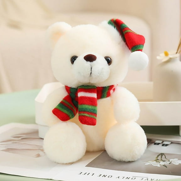 Vggrvlo Teddy Bear Christmas Plush Decorations Christmas Thanksgiving Home Party Ornaments Teddy Bear Xmas Decorative Hanging Ornaments for Home Tiered Tray Tabletop