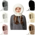 thumbnail image 1 of Vggrvlo Under 10 3 in 1 Beanie Hat with Scarf and Mask Thick Plush-Lined Warm Face Cover Hat Cap Scarf Best Valentines Day Decorations White, 1 of 9