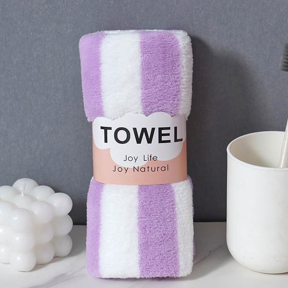 Vggrvlo Under 5 Basics Face Towels Microfiber Coral Fleece Face Towel 100% Cotton Extra Absorbent Washcloth Purple 14"X30"