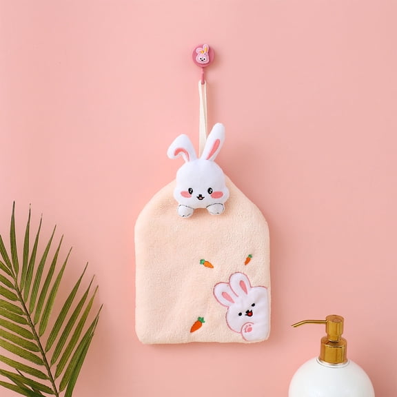 Vggrvlo Under 5 Cute Easter Bunny Hand Towels for Kitchen Absorbent Kitchen Towels Pink 7x8 Inches