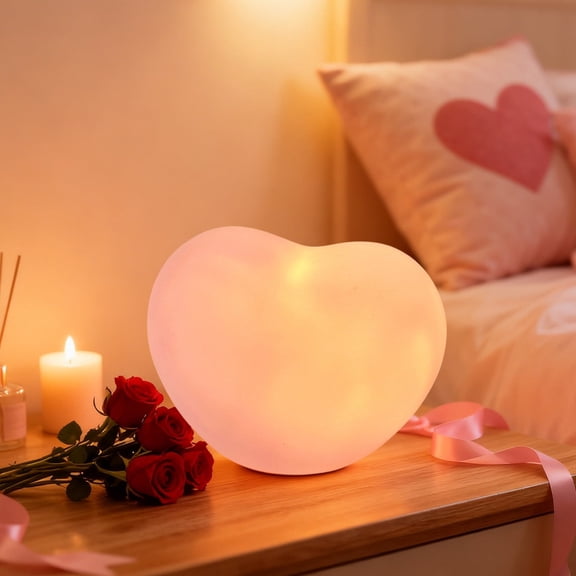 Vggrvlo Under 5 Valentine's Day Heart Shaped Night Light Valentine's Day Romantic Atmosphere Light Soft Glow Decor Valentines Day Gifts Pink