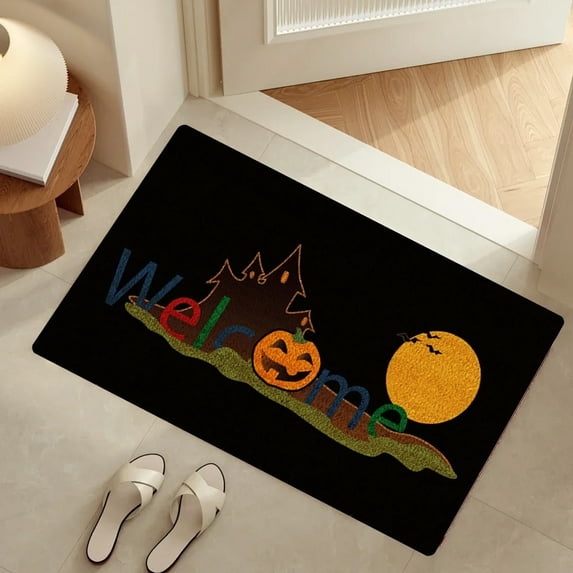 Vggrvlo Under5 Halloween 24"X16" Kitchen Rugs Mats for Floor Non Slip Extra Thick Chenille Door Mat Machine Washable Bath Mats Halloween Decorations