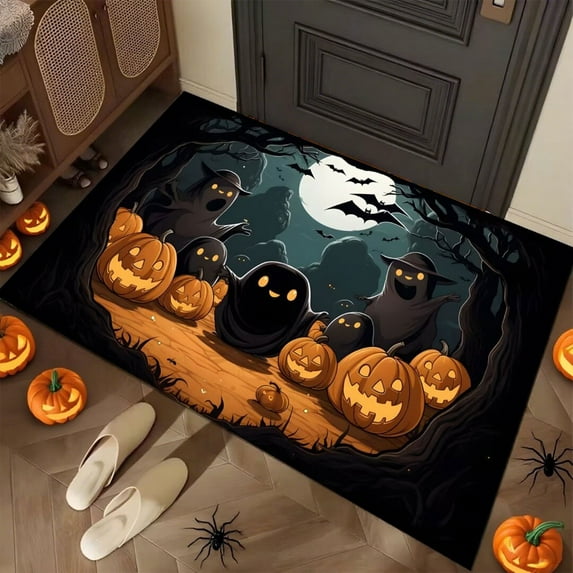 Vggrvlo Under5 Halloween Bath Rugs Mats for bathroom Non Slip Extra Soft Absorbent Chenille Floor Mats Rubber Backing Quick Dry Bathroom Rugs Halloween Decorations Indoor