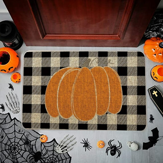 Vggrvlo Under5 Halloween Kitchen Rugs Mats for Floor Non Slip Extra Thick Chenille Door Mat Machine Washable Bath Mats Halloween Decorations Indoor