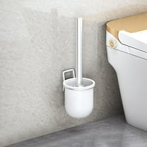 Vggrvlo White Toilet Brush and Holder Set Bathroom Deep Cleaning Toilet Cleaner Scrubber for Deep Cleaning Under Rim Space Saving for Storage Hidden Rv Toilet Decorative Accessories with Caddy