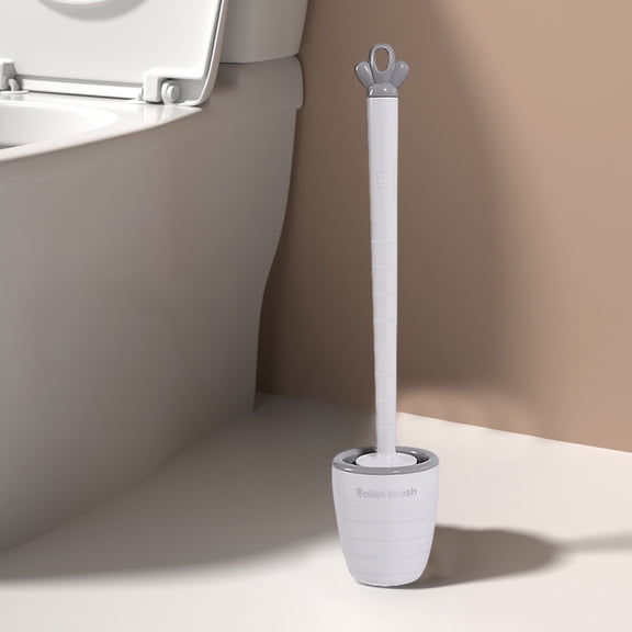 Vggrvlo White Toilet Brush and Holder Set Compact Toilet Brush & Holder with Solid Handle and Durable Bristles Hard Bristle Cleaning Supplies for Kitchen, Bathroom, Corner, Grout, Bottle, Blender