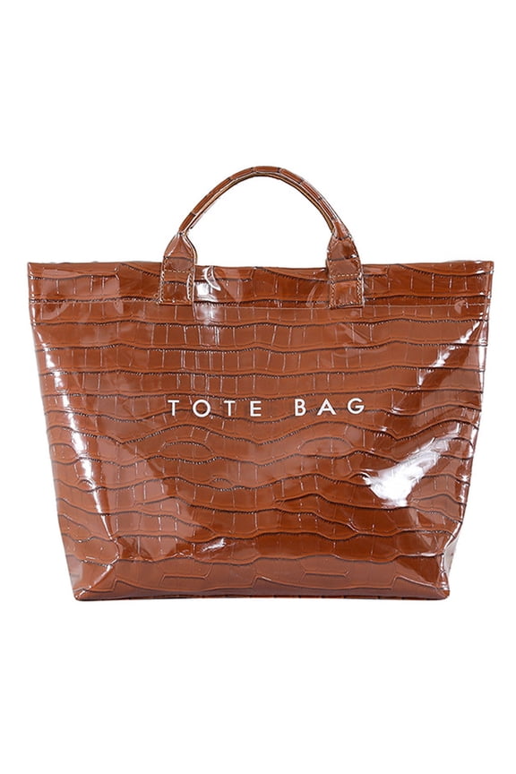 Women's Large PVC Tote Bag Large Plastic Tote Bag for Work Kraft Paper Work Handbags Purses Best Christmas Mother's Day Gifts Brown