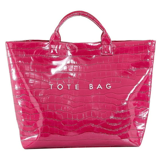 Vggrvlo Women's Large PVC Tote Bag Letters Print Handbags Cheetah Letters Print Bags Best Christmas Valentines Day Gifts Hot Pink