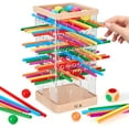 thumbnail image 1 of Vggrvlo Wooden Stick Game 42 Colorful Sticks Dice Games for Ki-ds 3-6 Years Kerplunk Fine Motor Skills Toy Gifts for Bo-ys and Gi-rls, 1 of 7