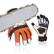Vgo...1Pair Chainsaw Gloves, 12-Layer Chainsaw Protection on Left Hand Back, Safety leather Work Gloves, Mechanic GlovesS,Orange,GA8912