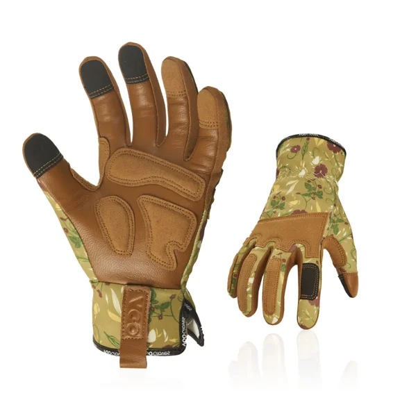 Vgo 1Pair Gardening Gloves for Women, Goatskin leather Thorn Proof Working Gloves for Weeding, Digging, Raking, Pruning and Planting,Touchscreen(GA7471)