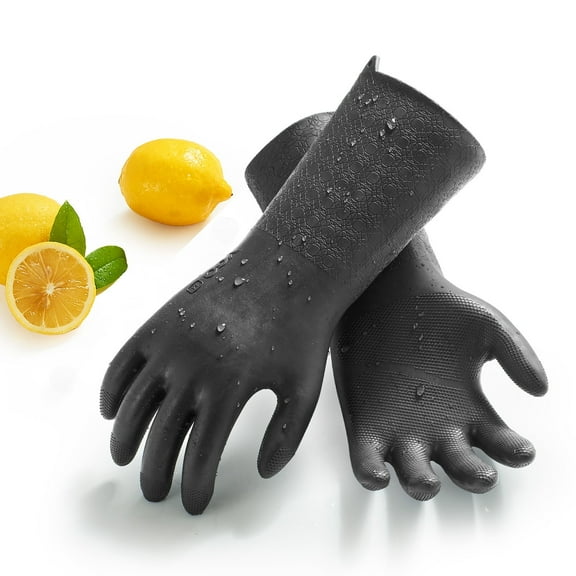 Vgo... Reusable Household Gloves Infused with Aromas,Lined Dishwashing Gloves,Cleaning Gloves,Long Sleeves (TP1117, 10/XL,Gray)