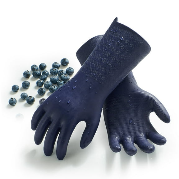 Vgo... Reusable Household Gloves Infused with Aromas,Lined Dishwashing Gloves,Cleaning Gloves,Long Sleeves (TP1117, 7/S,Dark Blue)