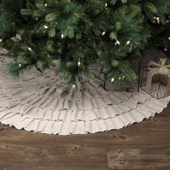 Shimmer Burlap Creme Ruffle Tree Skirt 50
