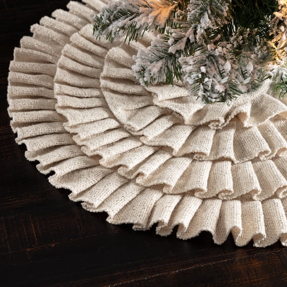 Shimmer Burlap Creme Ruffled Mini Tree Skirt 21