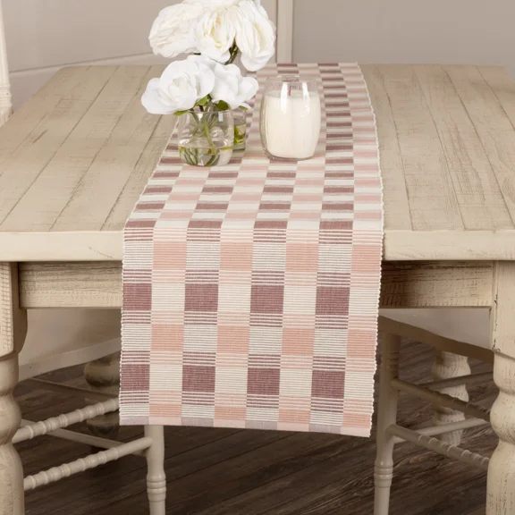 Vhc Brands Table Runner Daphne Ribbed Farmhouse 13X90 Rect Mauve Kitchen Decor