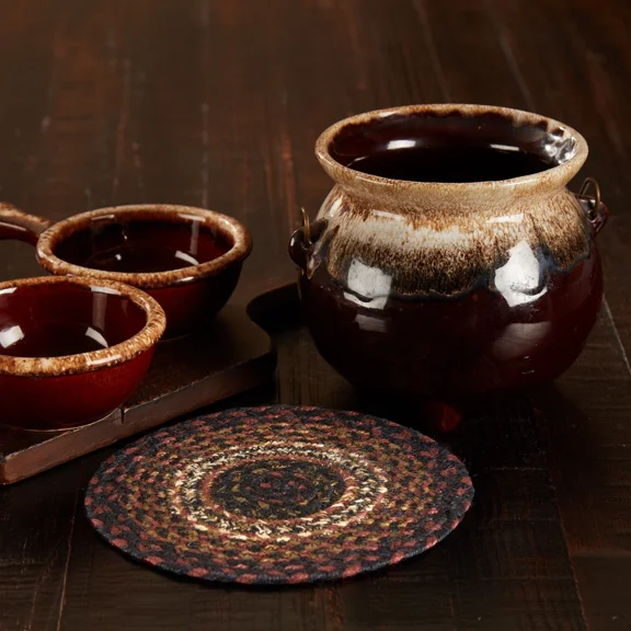 Vhc Brands Trivet Beckham Jute Country 8In Braided Striped Kitchen Table Decor