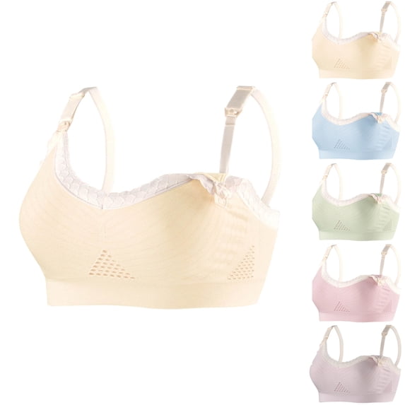 Vhkiploz Seamless Bralette for Women's Everyday Athletic Sporty Yoga Bra Solid Color Full Coverage Wireless Bra with Lace Adjustable Straps