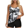 thumbnail image 1 of Vhkiploz 2 Piece Tankini Swimsuit for Women Halter Ruffle Overlay Top with High Cut Bottom Summer Bikini Suits Conservative Beach Wear Pool Party Outfit Bathing Suit Gray S, 1 of 7