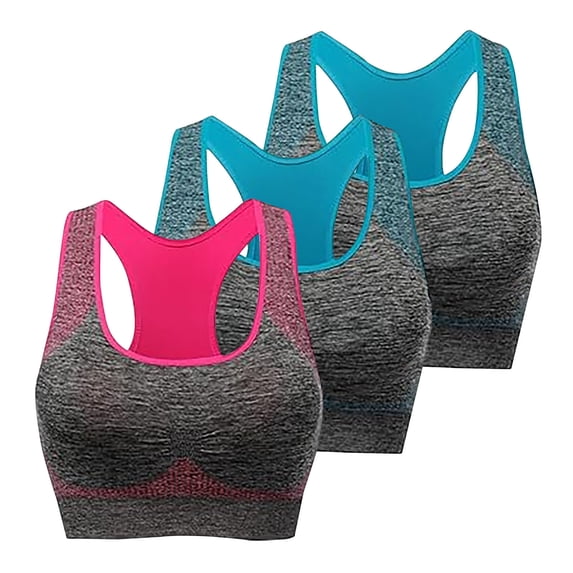 Vhkiploz 3PCS Sport Bra for Women Seamless Mesh Active Workout Bra, Wirefree Full Support Workout Yoga Bra Stretch Active Bra for All-Day Wear