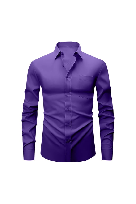 Plus Size Fall Button-Up Shirts for Men's Shirt Collar Ruffled Collar Button Down Tops Long Sleeve Solid Color Workwear Blouses with Pocket