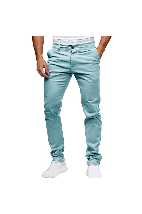 Straight Leg Chino Pants for Men's Button Zipper Taper Everyday Trousers Solid Color Hiking Vaction Travel Work Pants