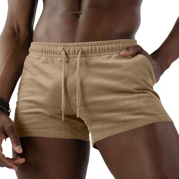 Vhkiploz Summer Running Shorts for Men's Beachwear Daily Board Shorts Solid Color Elastic Workout Sporty Athletic Shorts