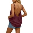 thumbnail image 1 of Vhkiploz Summer Tank Tops for Women Sleeveless Backless Crew Neck Pleated Flowy Beach Cami Tops Vacation Casual Loose Tunics Blouse Army Green S, 1 of 6