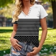 thumbnail image 1 of Vhkiploz Summer Tops for Women Striped Polka Dot Printed V-Neck Short Sleeve T-Shirts Vacation Casual Loose Tunics Blouse Roll-Up Sleeve Daily Top, 1 of 7