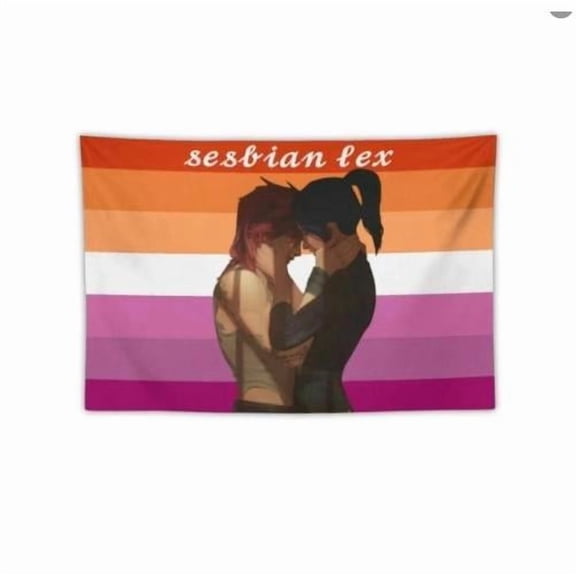 Vi x Caitlyn Lesbian Flag Tapestry, Sesbian Lex Acrane Lesbian Pride Flag, Dorm Room Wall Tapestry