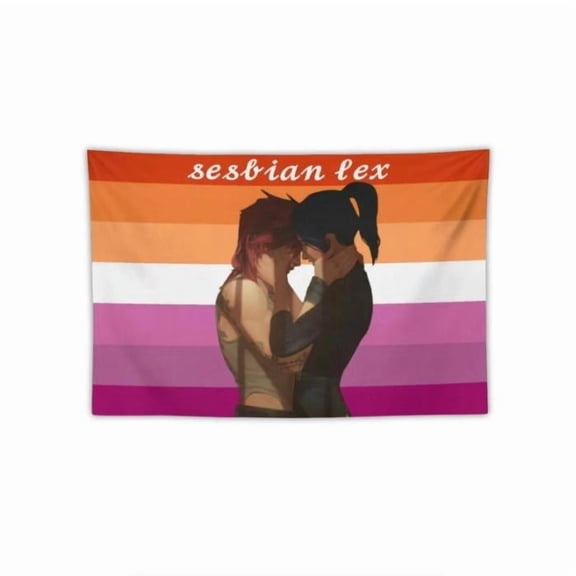Vi x Caitlyn Lesbian Flag Tapestry, Sesbian Lex Acrane Lesbian Pride Flag, Dorm Room Wall Tapestry