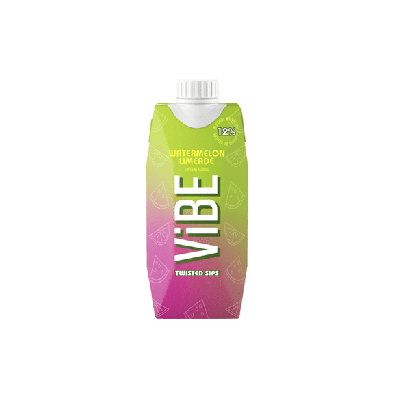 ViBE Twisted Sips Limeade Tetra Watermelon Flavored Beverage, 500 ml Bottle 15% ABV