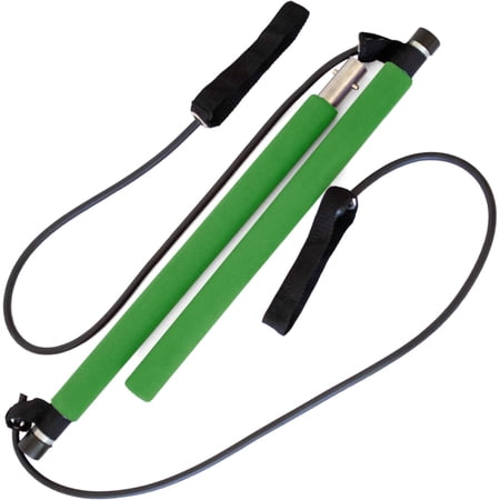 ViBelle Pilates Bar Kit -  Yoga Pilates Stick - Portable Yoga Exercise Pilates Stick with Foot Loop & Resistance Rope (Green)
