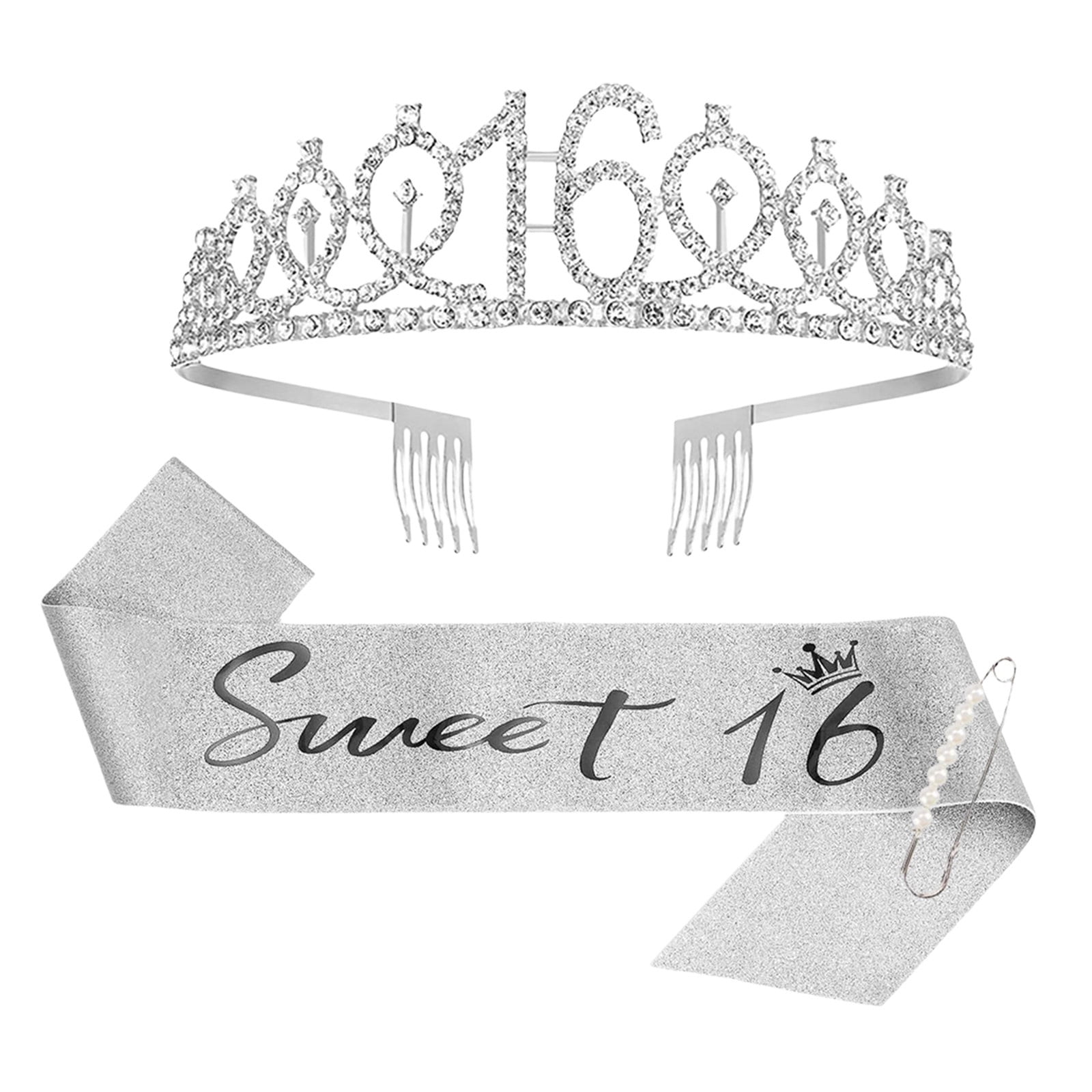 ViLaViDe 16th Birthday Crown For Birthday Girls Teen Girls Birthday Sash & Set 13 Years Old Birthday Gifts For Teen Girls Rose Gold Crown And Sash 13th Birthday Decorations For Girls 13 P