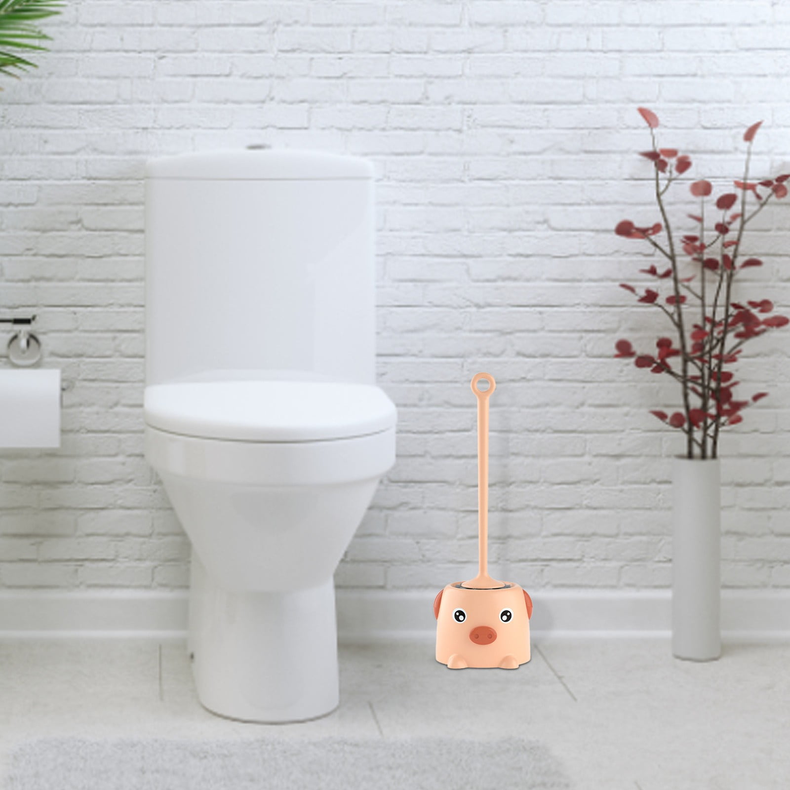 ViLaViDe Toilet Brush And Holder Compact Size Toilet Bowl Brush With Stainless Steel Handle