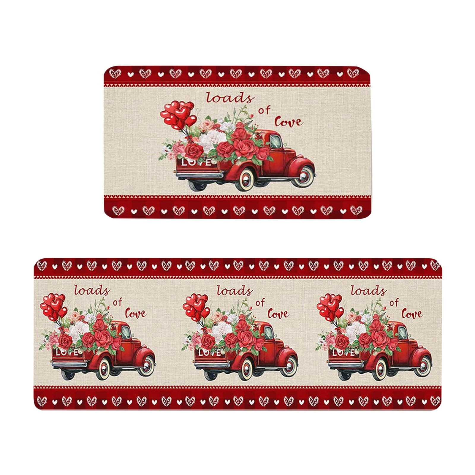 ViViSto Valentines Day Kitchen Rugs And Mats Set Of 2 Valentines