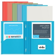 ViVin 2 Pocket Folder with Clear Front Pocket, 6 Pack, Heavy Duty Plastic Folder with Prongs, Letter Size, Pocket Folder with Brads for Office and School (Assorted Color)
