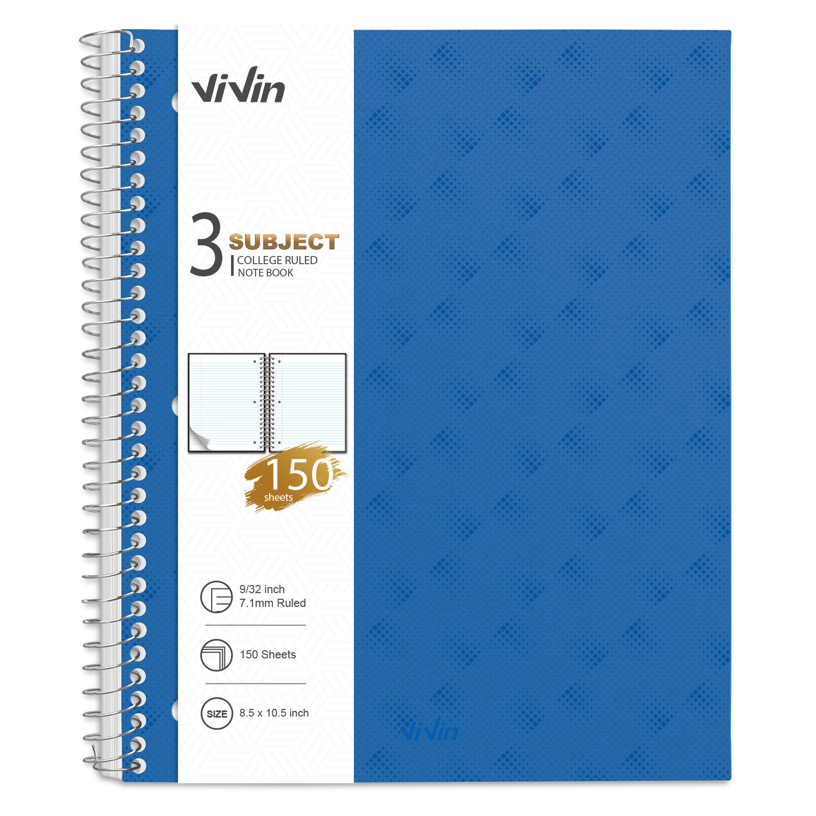 ViVin 3 Subject Notebook College Ruled 150 Sheets 8 5 X 10 5 Inch ViVin 3 Subject Notebook College Ruled 150 Sheets 8 5 X 10 5 Inch